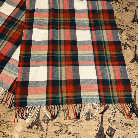 J.Crew NWOT! Classic Plaid Scarf White/Multi Juniper - Picture 9 of 14